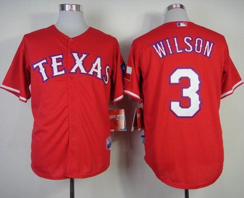 Rangers #3 Russell Wilson Red Cool Base Stitched MLB Jersey - Click Image to Close